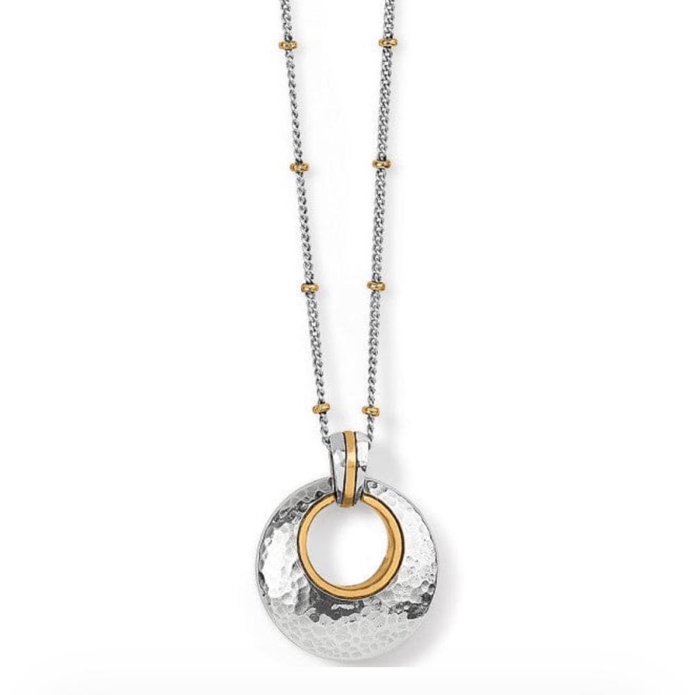 Brighton Entrata Silver and Gold Hammered Pendant Necklace